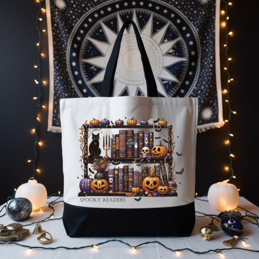 Spooky Readers Halloween Themed Book Lovers Reader Bibliophile Tote Bag